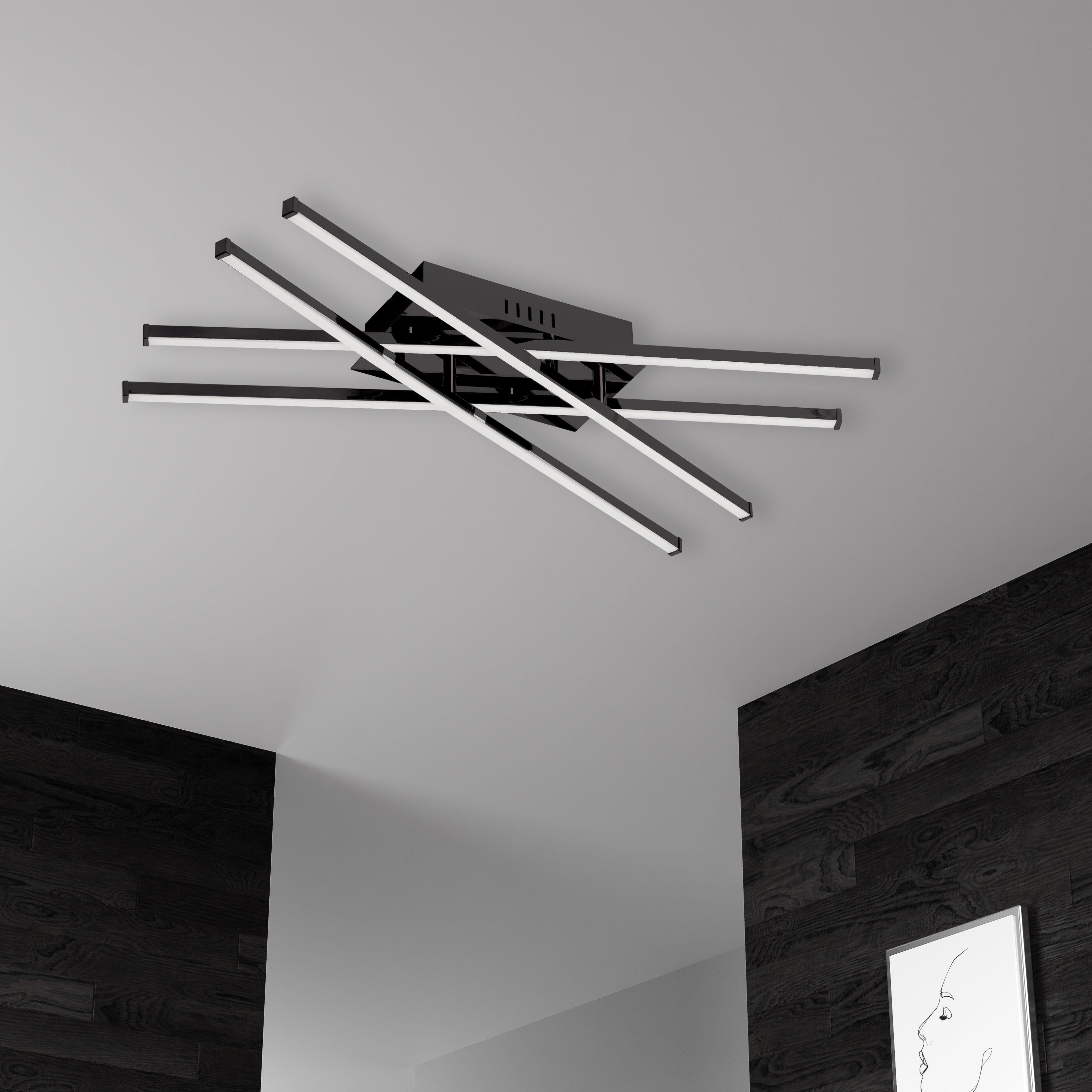 matte black with white acrylic diffuser flush mount