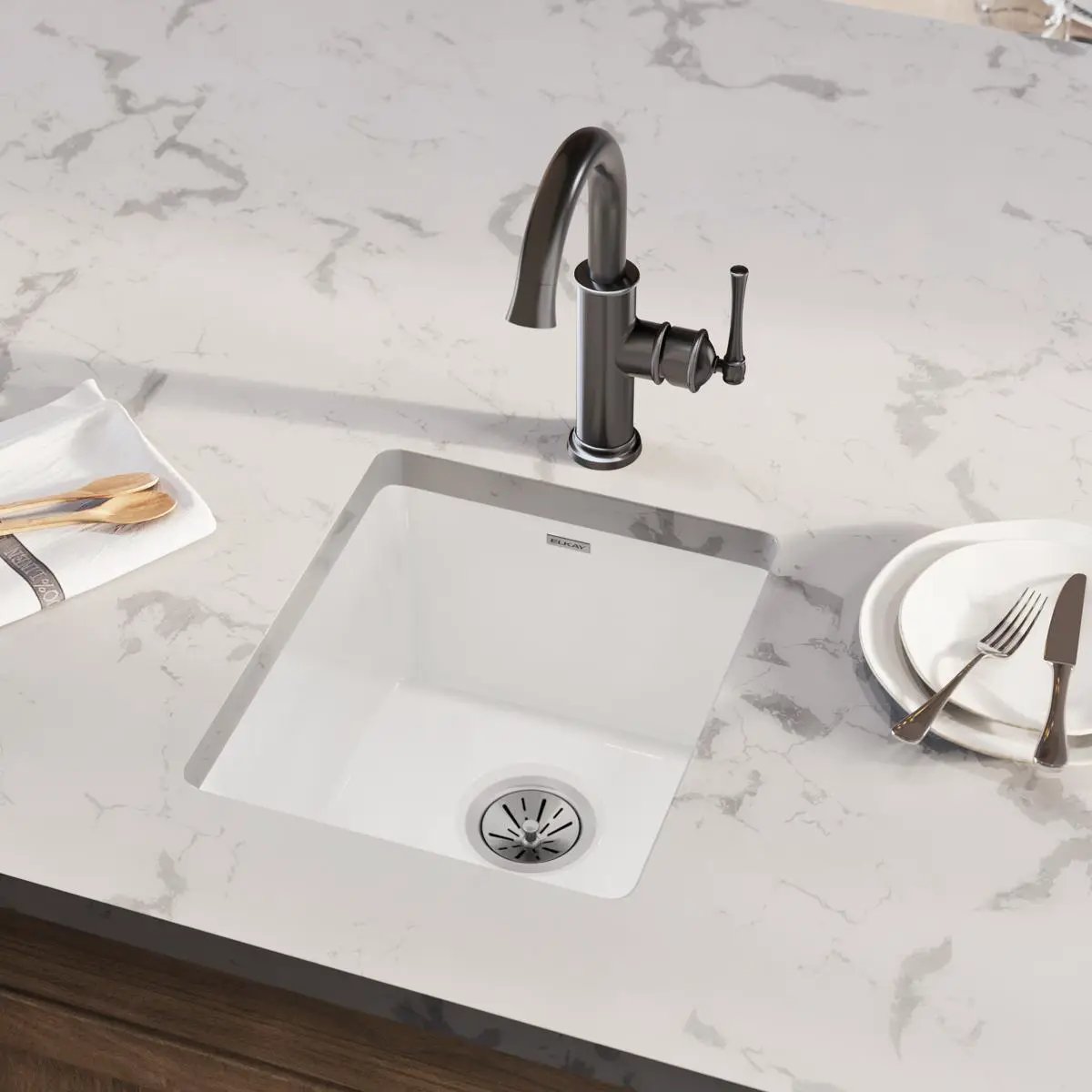 white undermount bar sink