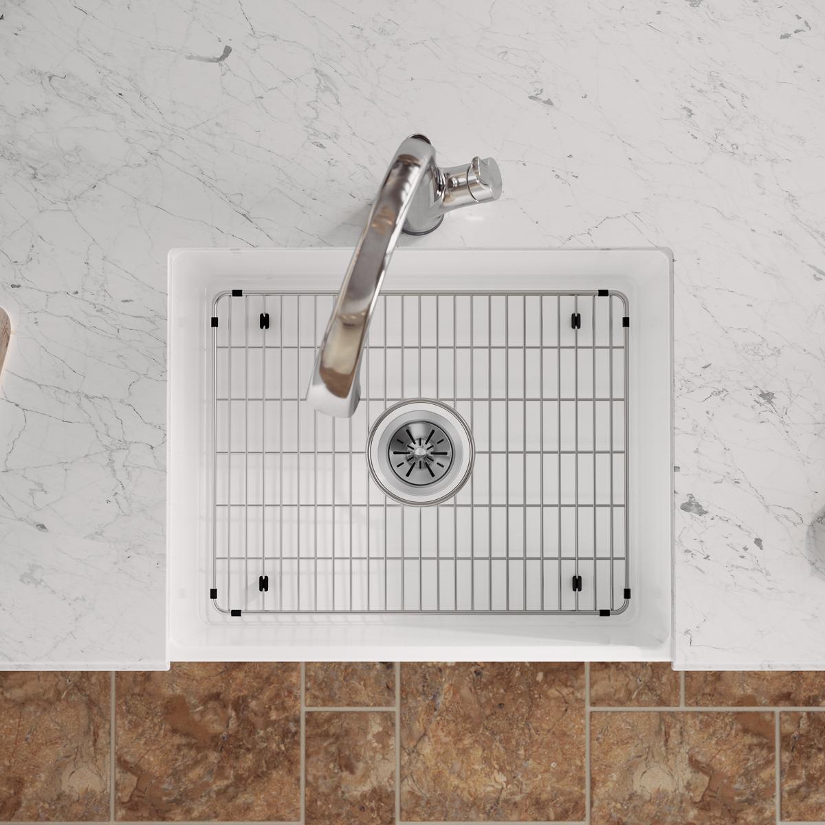 white farmhouse sink