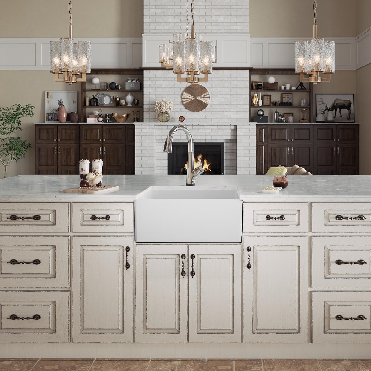 white farmhouse sink