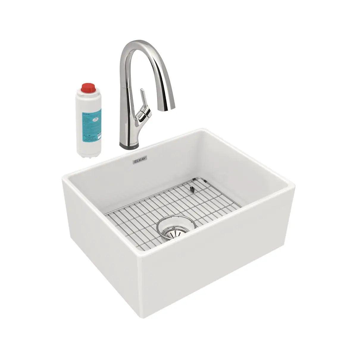 white farmhouse sink