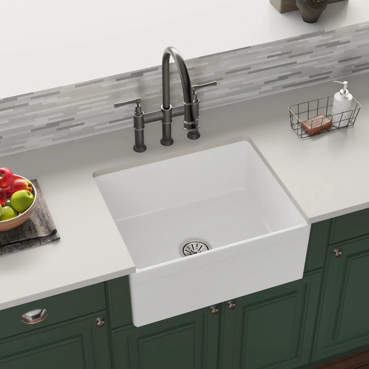 white farmhouse sink