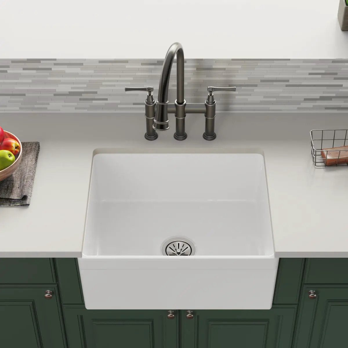 white farmhouse sink