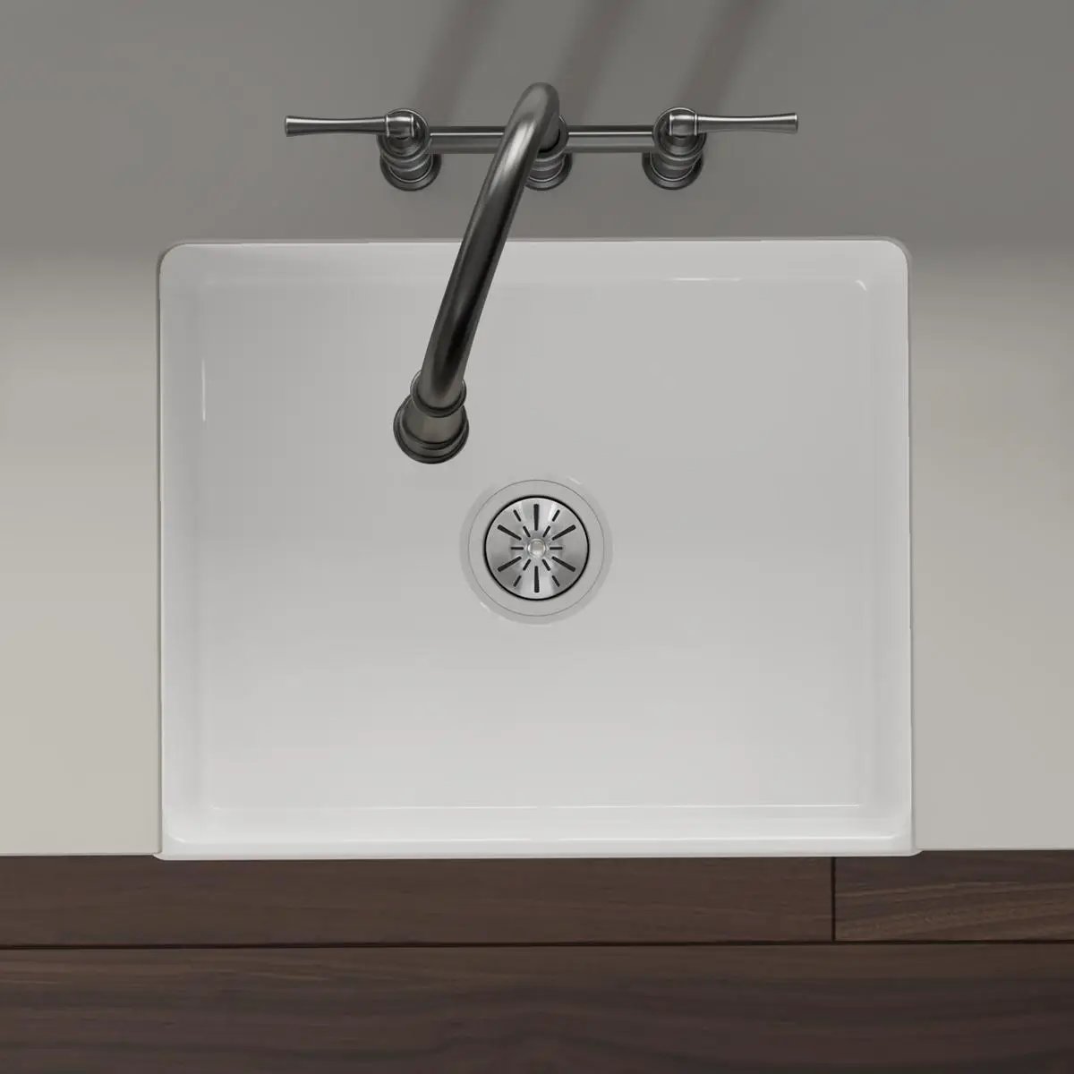 white farmhouse sink