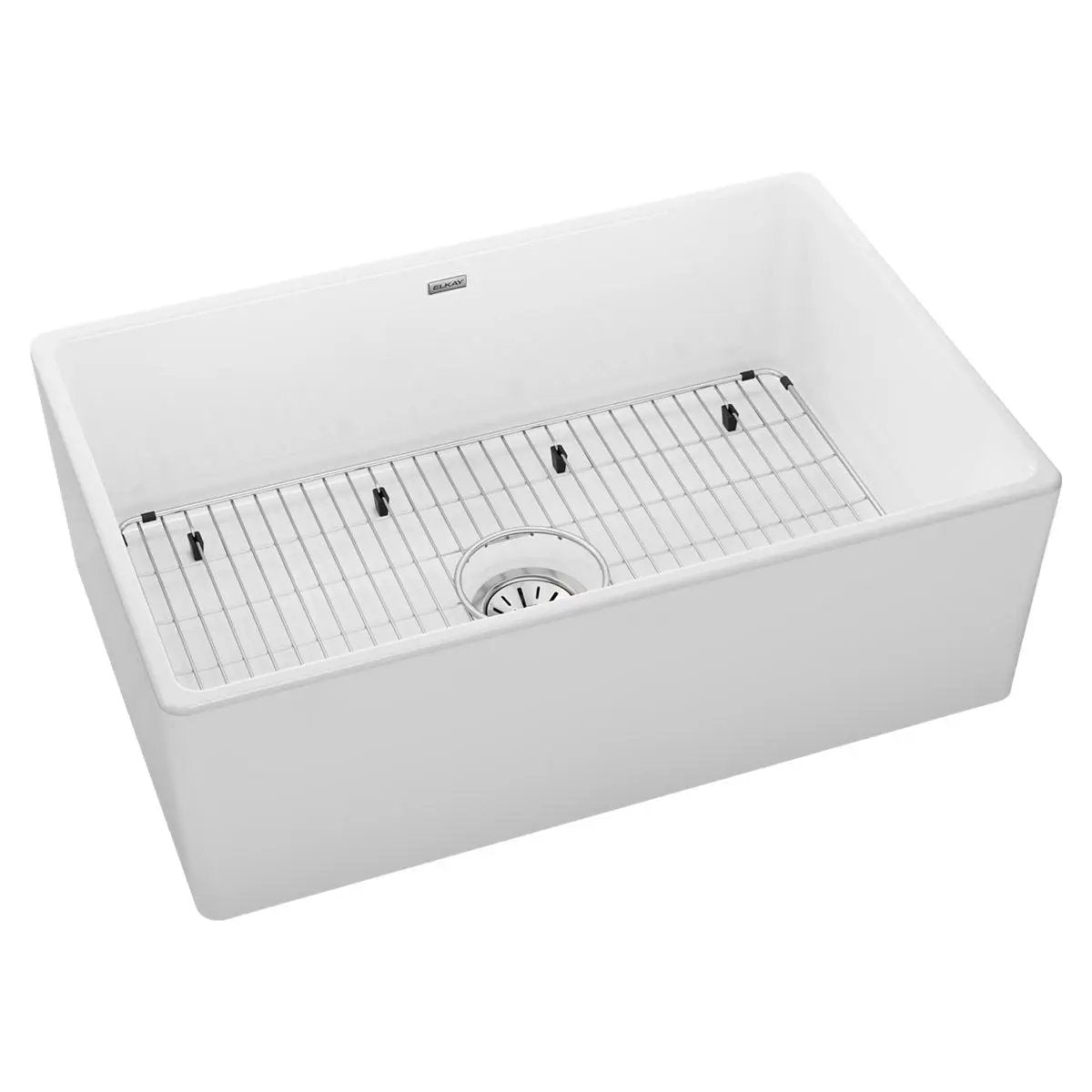 white farmhouse sink