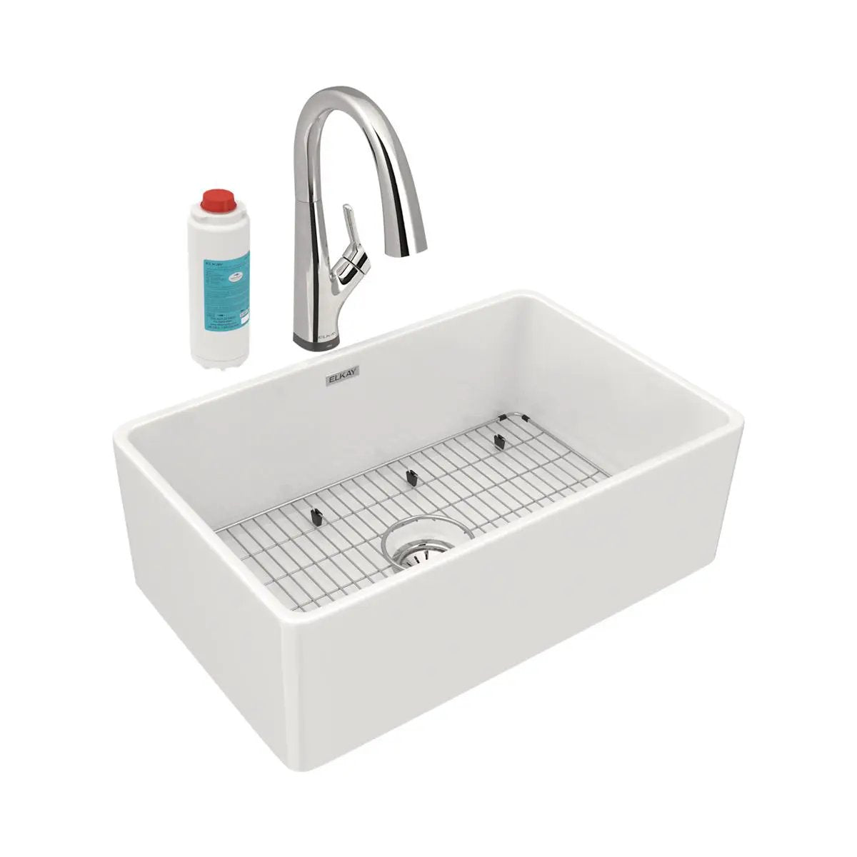 white farmhouse sink