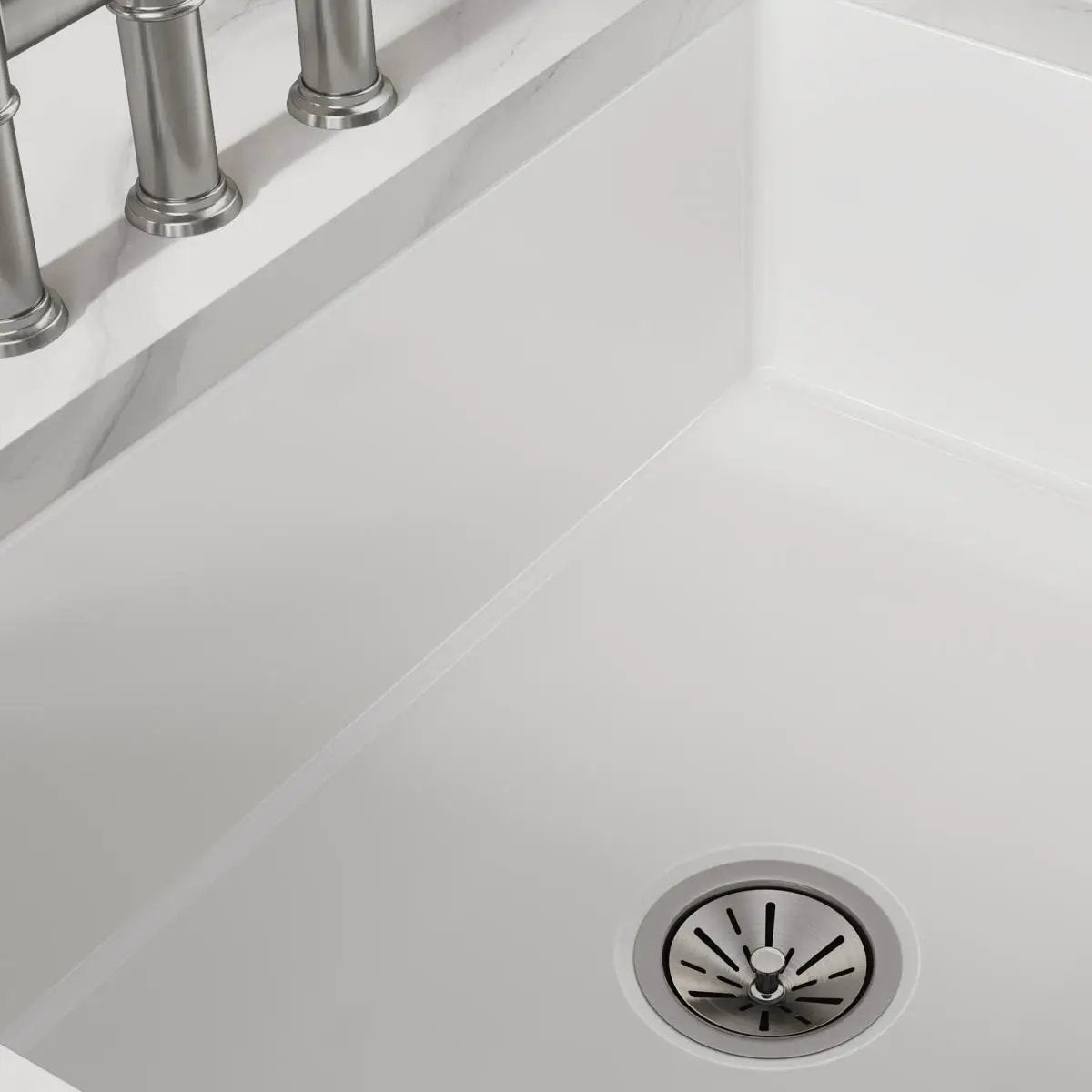 white farmhouse sink