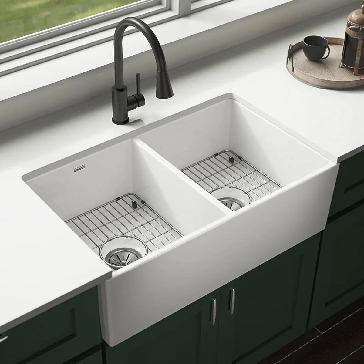 white farmhouse sink kit