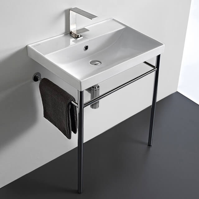 Nameeks Scarabeo 24-1/5" Ceramic Bathroom Sink for Console Installation - Includes Overflow