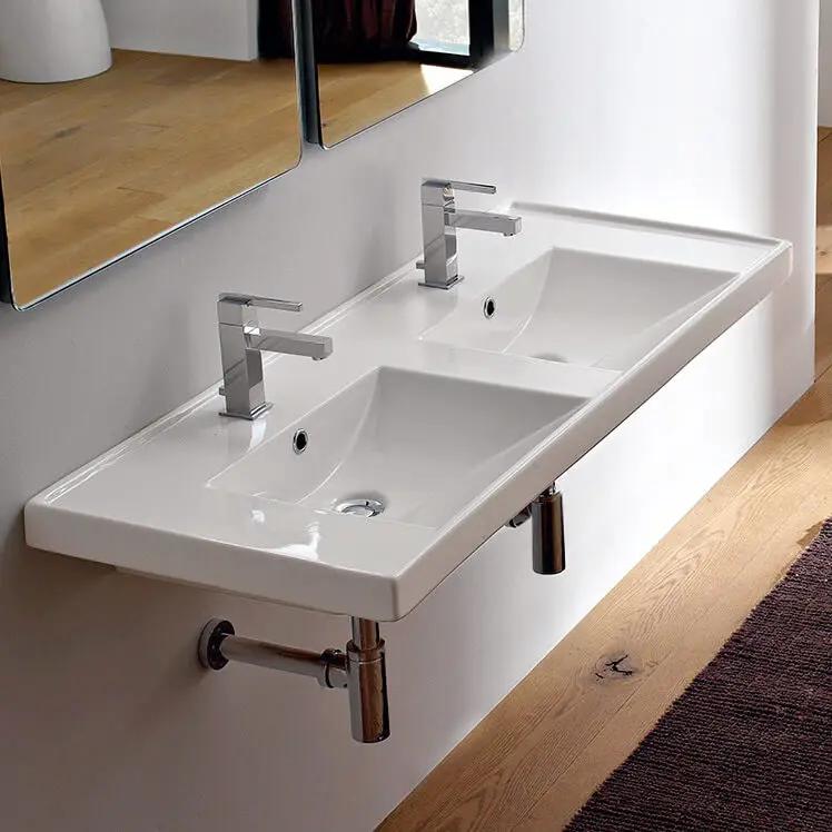 Nameeks Scarabeo 48" Ceramic Wall Mounted/Drop In Bathroom Sink - Includes Overflow by Nameeks