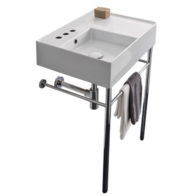 Nameeks Scarabeo Teorema 2.0 24" Ceramic Bathroom Sink for Console Installation - Includes Overflow