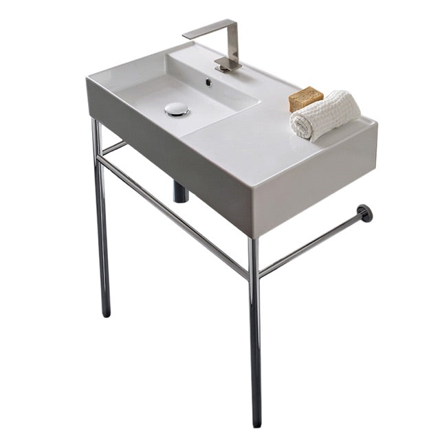 Nameeks Scarabeo Teorema 2.0 32" Ceramic Bathroom Sink for Console Installation - Includes Overflow