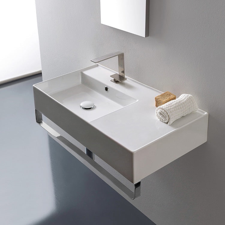 Nameeks Scarabeo Teorema 2.0 32" Ceramic Wall Mount Bathroom Sink - Includes Overflow
