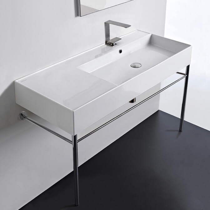 Nameeks Scarabeo Teorema 2.0 40" Rectangular Ceramic Console Bathroom Sink - Includes Overflow
