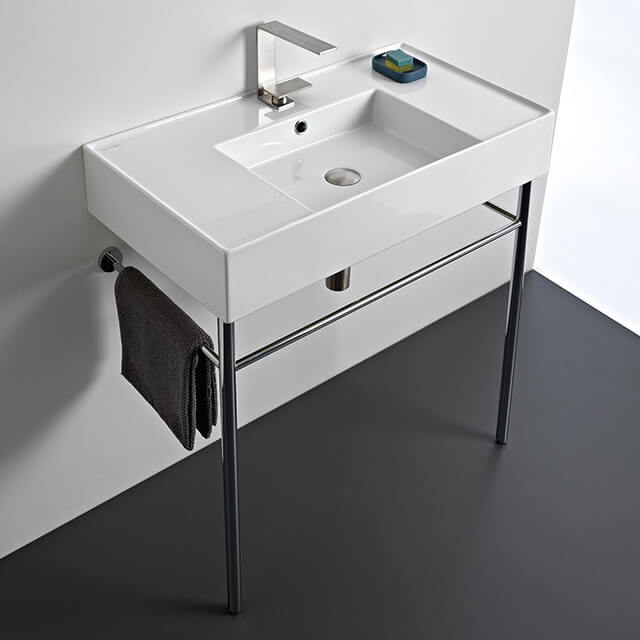Nameeks Scarabeo Teorema 2.0 32" Rectangular Ceramic Console Bathroom Sink - Includes Overflow