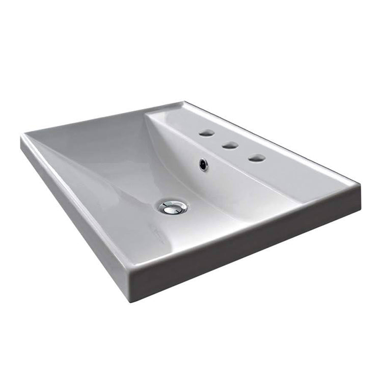 Nameeks Scarabeo 23-5/8" Ceramic Wall Mounted/Drop In Bathroom Sink - Includes Overflow