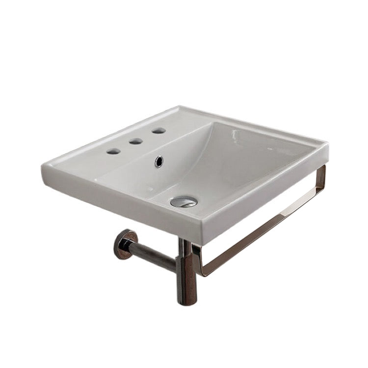 Nameeks Scarabeo 24-1/5" Ceramic Wall Mount Bathroom Sink - Includes Overflow
