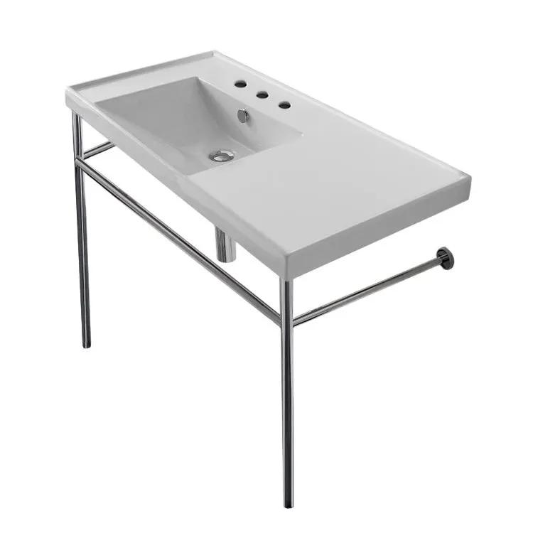 Nameeks ML Ceramic Console Bathroom Sink with Chrome Stand by Nameeks