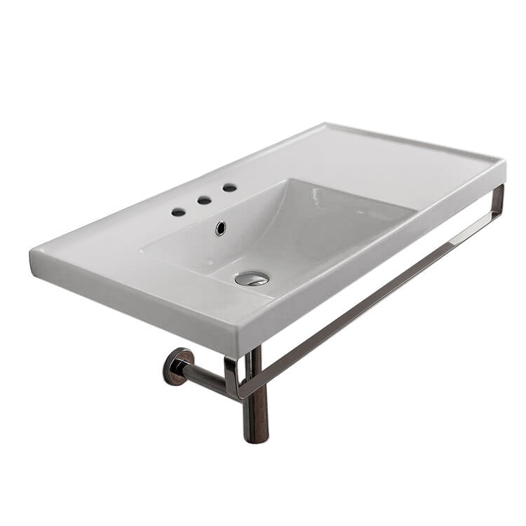 Nameeks Scarabeo 36-1/5" Ceramic Wall Mount Bathroom Sink - Includes Overflow