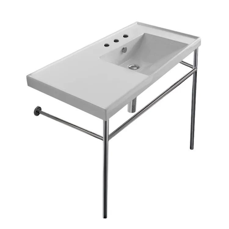 Nameeks ML Ceramic Console Bathroom Sink with Chrome Stand by Nameeks