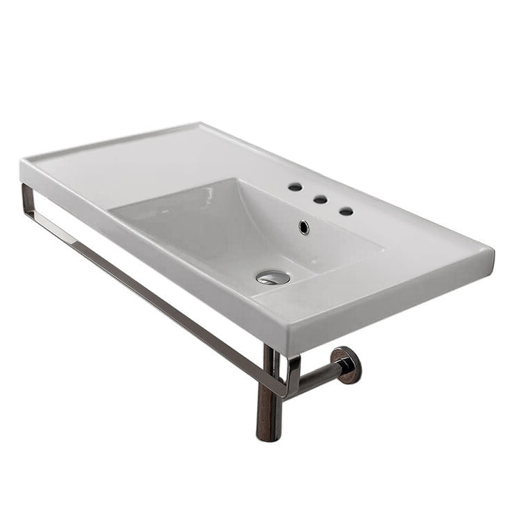 Nameeks Scarabeo 36-1/5" Ceramic Wall Mount Bathroom Sink - Includes Overflow