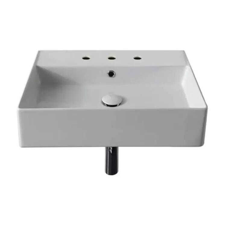Nameeks Scarabeo Teorema 2.0 20" Rectangular Ceramic Vessel or Wall Mounted Bathroom Sink with One Faucet Hole - Includes Overflow by Nameeks