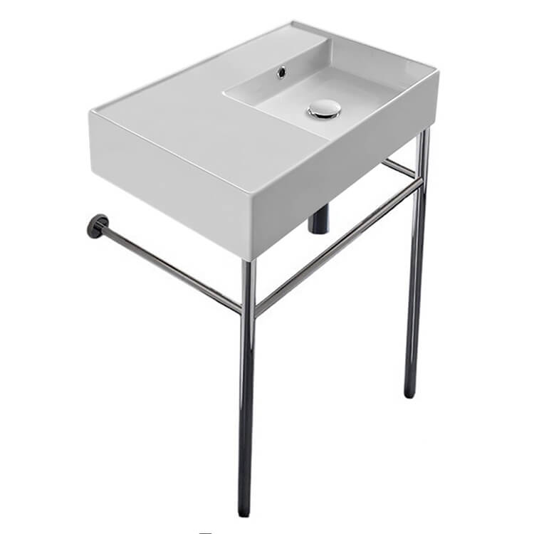 Nameeks Scarabeo Teorema 2.0 24" Rectangular Ceramic Console Bathroom Sink - Includes Overflow
