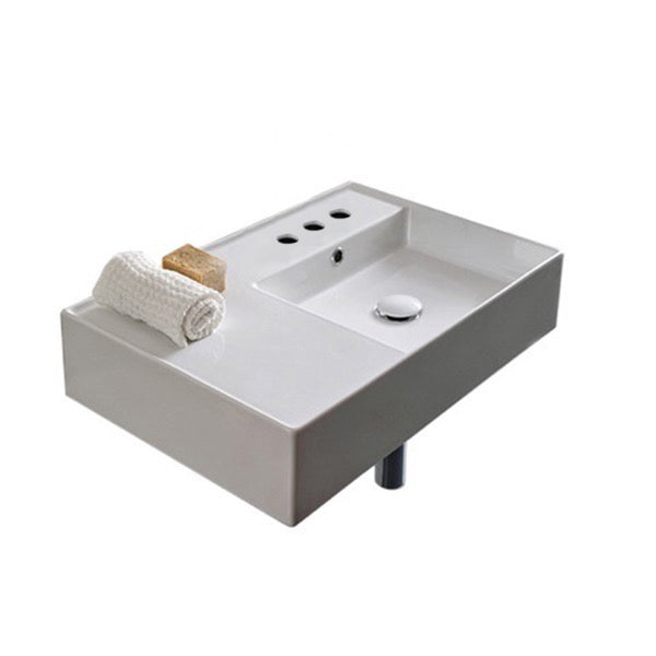 Nameeks Scarabeo Teorema 2.0 24" Rectangular Ceramic Vessel or Wall Mounted Bathroom Sink - Includes Overflow