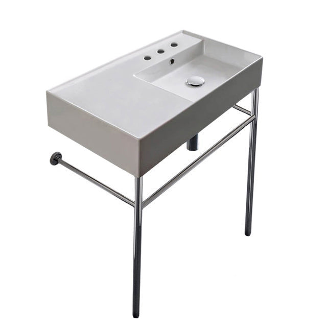 Nameeks Scarabeo Teorema 2.0 32" Rectangular Ceramic Console Bathroom Sink - Includes Overflow