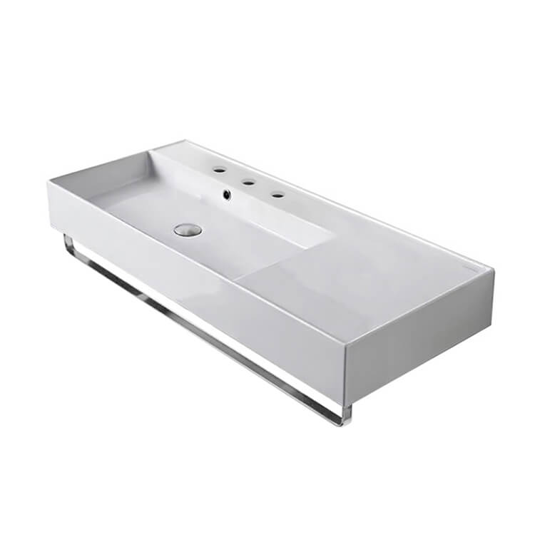 Nameeks Scarabeo Teorema 2.0 40" Rectangular Ceramic Wall Mounted Bathroom Sink - Includes Overflow