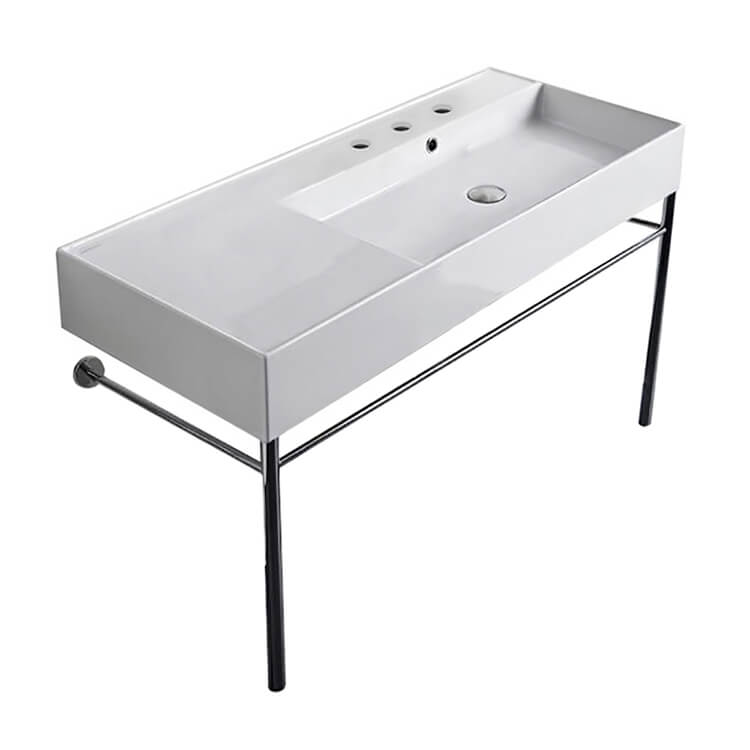 Nameeks Scarabeo Teorema 2.0 40" Rectangular Ceramic Console Bathroom Sink - Includes Overflow