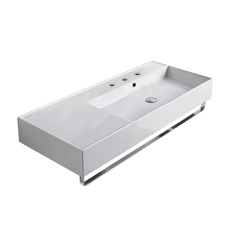Nameeks Scarabeo Teorema 2.0 40" Rectangular Ceramic Wall Mounted Bathroom Sink - Includes Overflow