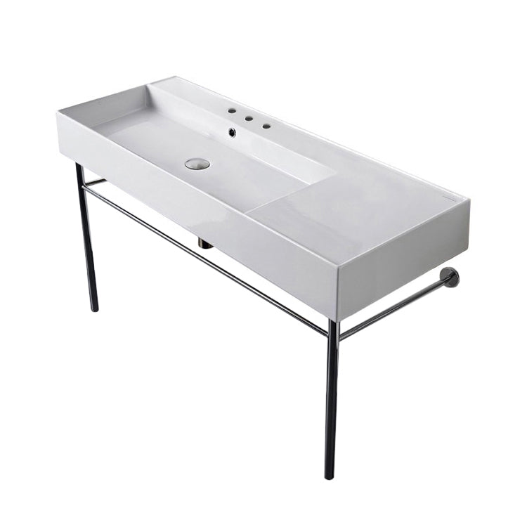 Nameeks Scarabeo Teorema 2.0 48" Rectangular Ceramic Console Bathroom Sink - Includes Overflow