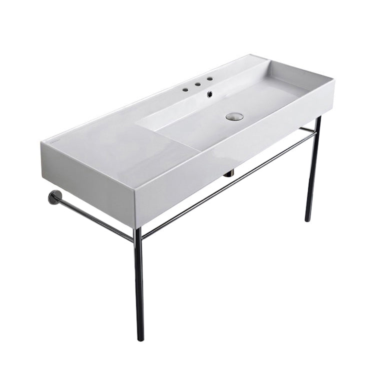Nameeks Scarabeo Teorema 2.0 48" Rectangular Ceramic Console Bathroom Sink - Includes Overflow