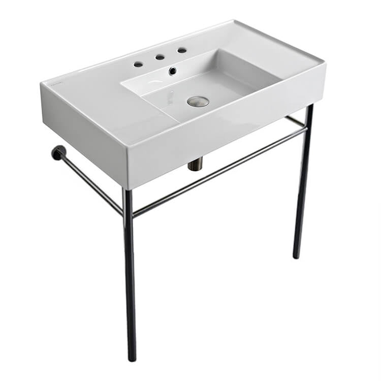 Nameeks Scarabeo Teorema 2.0 32" Rectangular Ceramic Console Bathroom Sink - Includes Overflow
