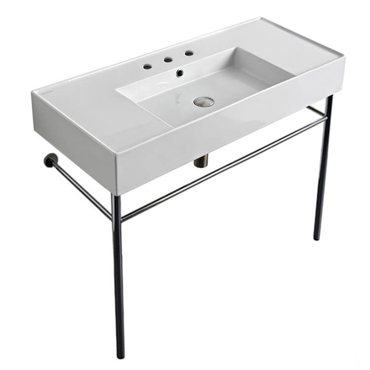 Nameeks Scarabeo Teorema 2.0 40" Rectangular Ceramic Console Bathroom Sink - Includes Overflow