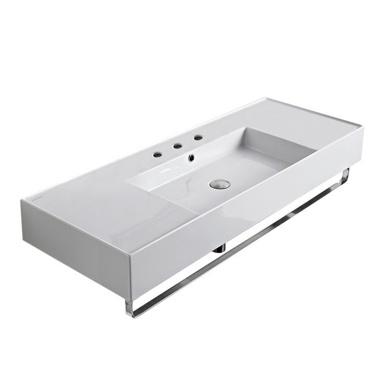 Nameeks Scarabeo Teorema 2.0 48" Rectangular Ceramic Wall Mounted Bathroom Sink - Includes Overflow