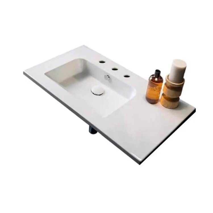Nameeks Scarabeo Etra 33" Rectangular Ceramic Wall Mounted Bathroom Sink with One Faucet Hole - Includes Overflow by Nameeks