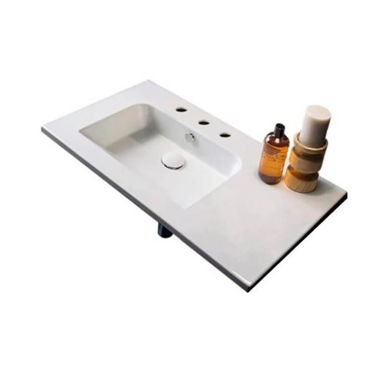 Nameeks Scarabeo Etra 33" Rectangular Ceramic Wall Mounted Bathroom Sink with One Faucet Hole - Includes Overflow