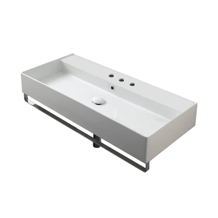 Nameeks Scarabeo 39-2/5" Ceramic Wall Mount Bathroom Sink - Includes Overflow
