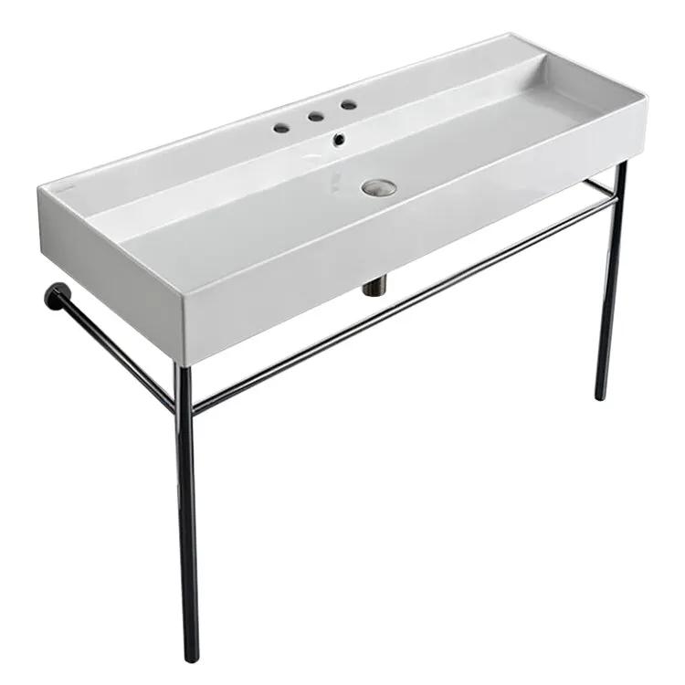 Nameeks Scarabeo 47-1/5" Ceramic Trough Style Bathroom Sink for Console Installation - Includes Overflow by Nameeks