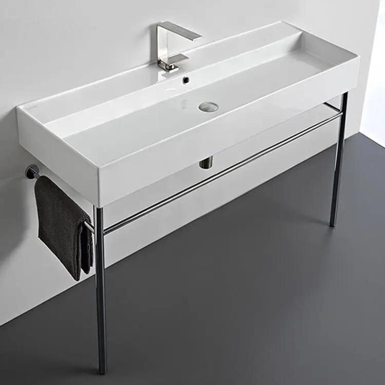 Nameeks Scarabeo 47-1/5" Ceramic Trough Style Bathroom Sink for Console Installation - Includes Overflow by Nameeks