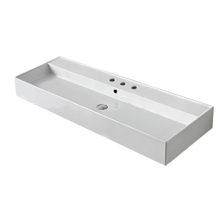 Nameeks Scarabeo 47-1/4" Ceramic Wall Mounted/Vessel Bathroom Sink - Includes Overflow