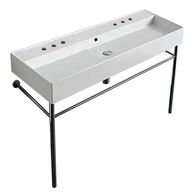 Nameeks Scarabeo 47-1/5" Ceramic Trough Style Bathroom Sink for Console Installation - Includes Overflow by Nameeks