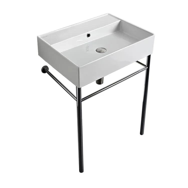 Nameeks Scarabeo 23-3/5" Ceramic Bathroom Sink for Console Installation with Three Faucet Holes - Includes Overflow by Nameeks