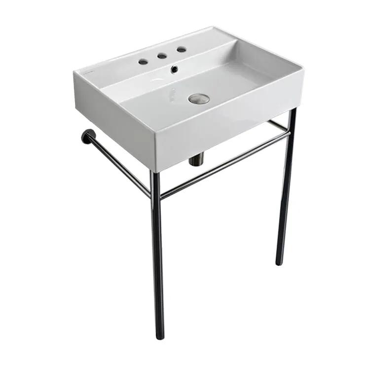 Nameeks Scarabeo 23-3/5" Ceramic Bathroom Sink for Console Installation with Three Faucet Holes - Includes Overflow by Nameeks