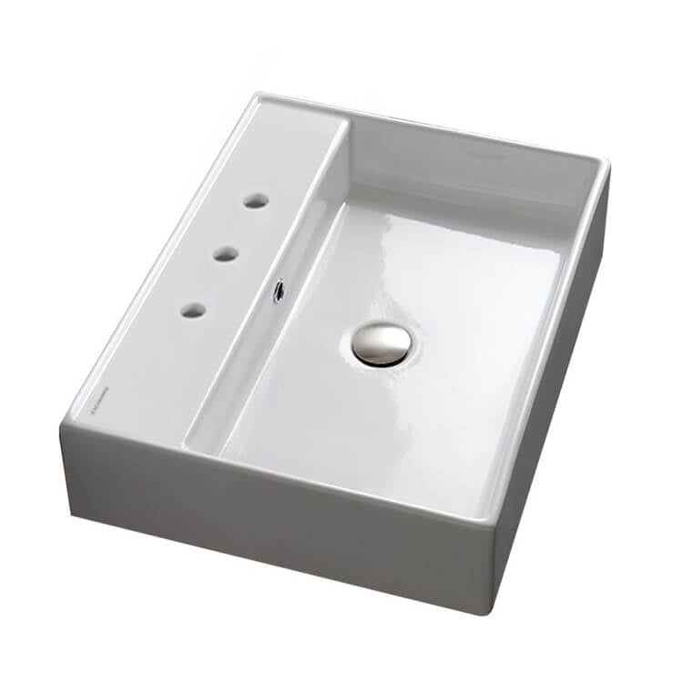 Nameeks Scarabeo 23-5/8" Ceramic Wall Mounted/Vessel Bathroom Sink with One Faucet Hole - Includes Overflow