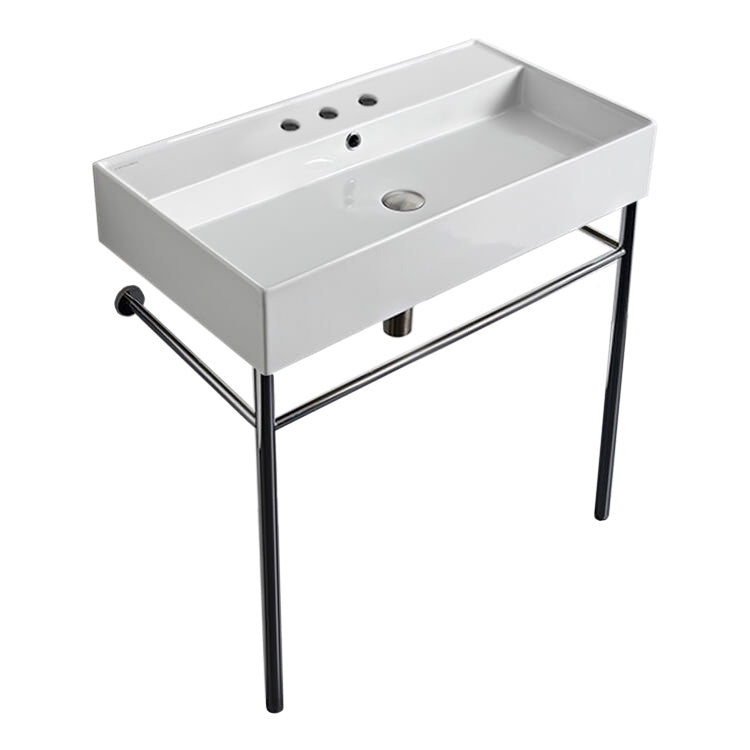 Nameeks Scarabeo 31-1/2" Ceramic Bathroom Sink for Console Installation - Includes Overflow