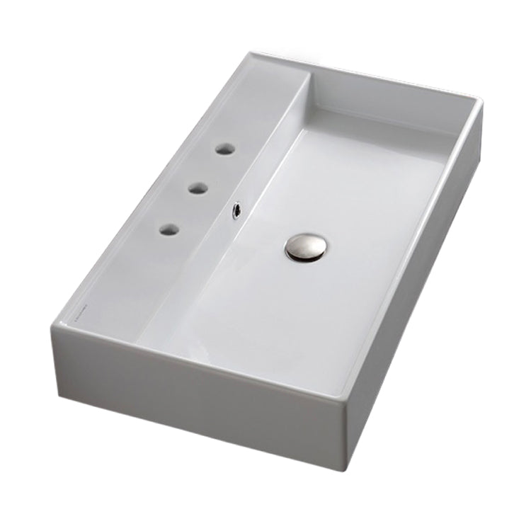 Nameeks Scarabeo Teorema 31-1/2" Ceramic Wall Mounted/Vessel Bathroom Sink - Includes Overflow