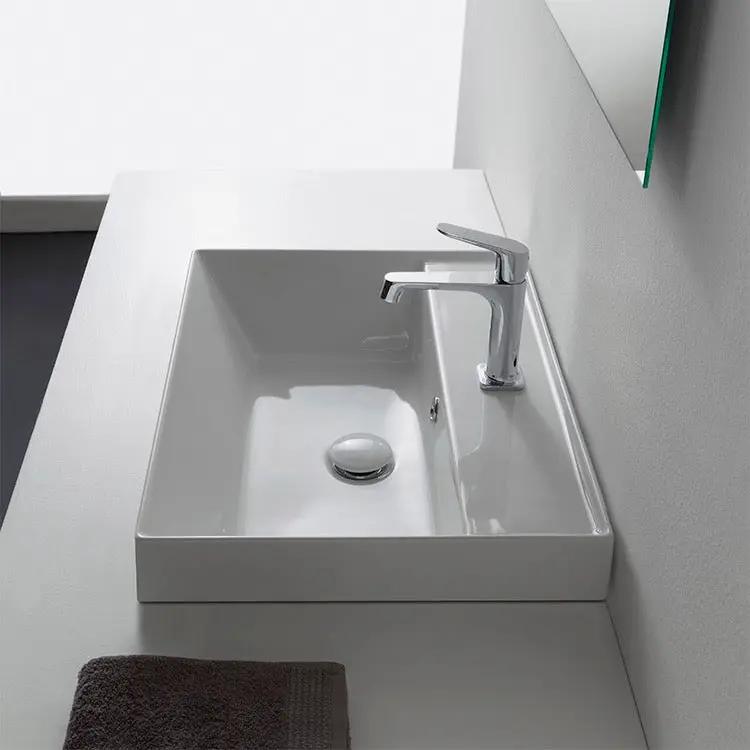 Nameeks Scarabeo 17-2/3" Ceramic Bathroom Sink for Deck Mounted or Drop In Installation - Includes Overflow by Nameeks